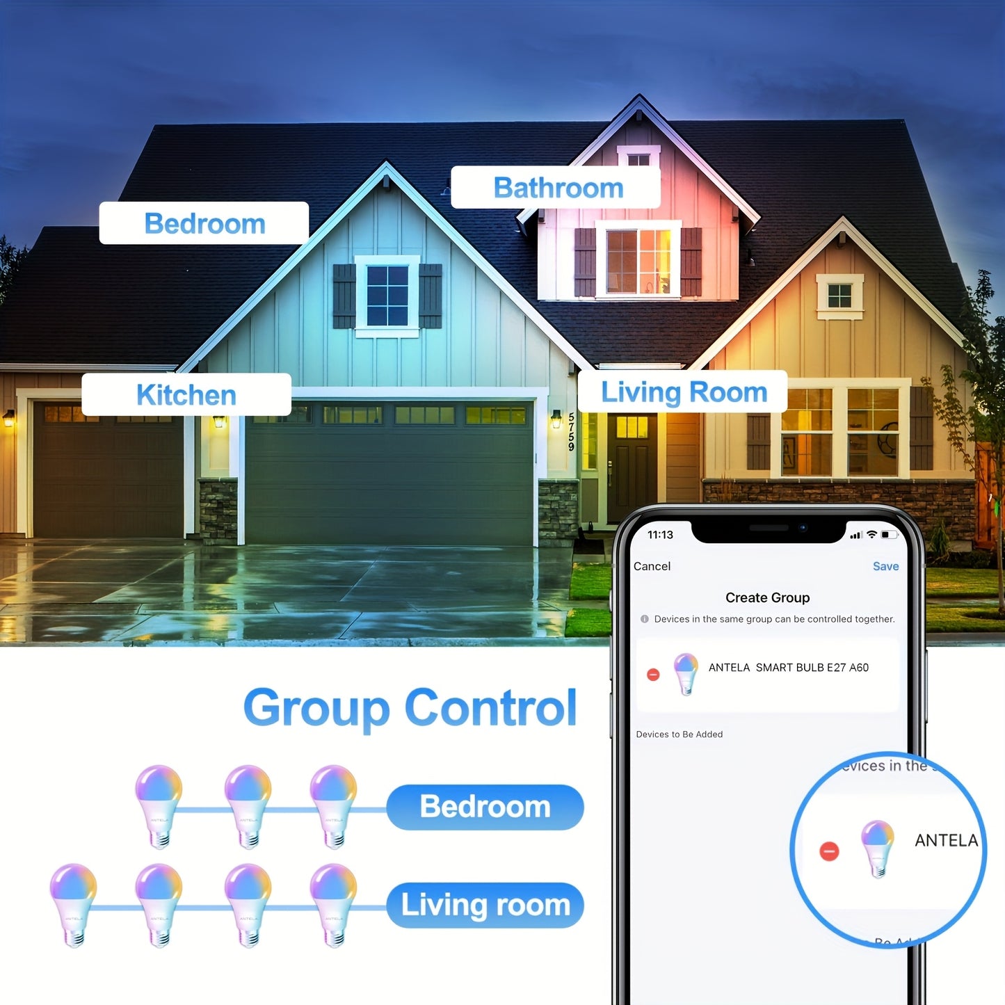Tuya Smart WiFi LED Bulb E27 9W RGB Dimmable – Alexa & Google Compatible