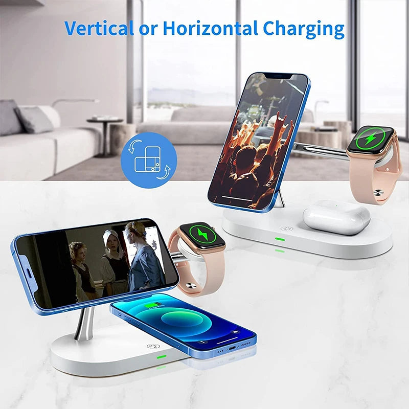 3 in 1 Wireless Charger Stand for iPhone 16/15/14/13/12 Apple Watch 7/6/5/4 AirPods 3/2 pro Fast Charging Station with LED Indicator