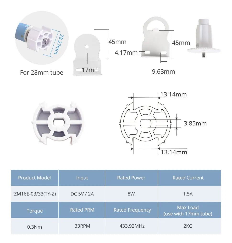 Tuya Zemismart Zigbee Roller Shade Blinds Motor for 17 25 28mm Tube