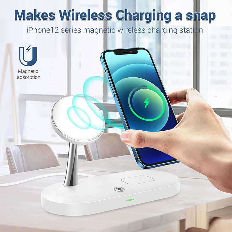 3 in 1 Wireless Charger Stand for iPhone 16/15/14/13/12 Apple Watch 7/6/5/4 AirPods 3/2 pro Fast Charging Station with LED Indicator
