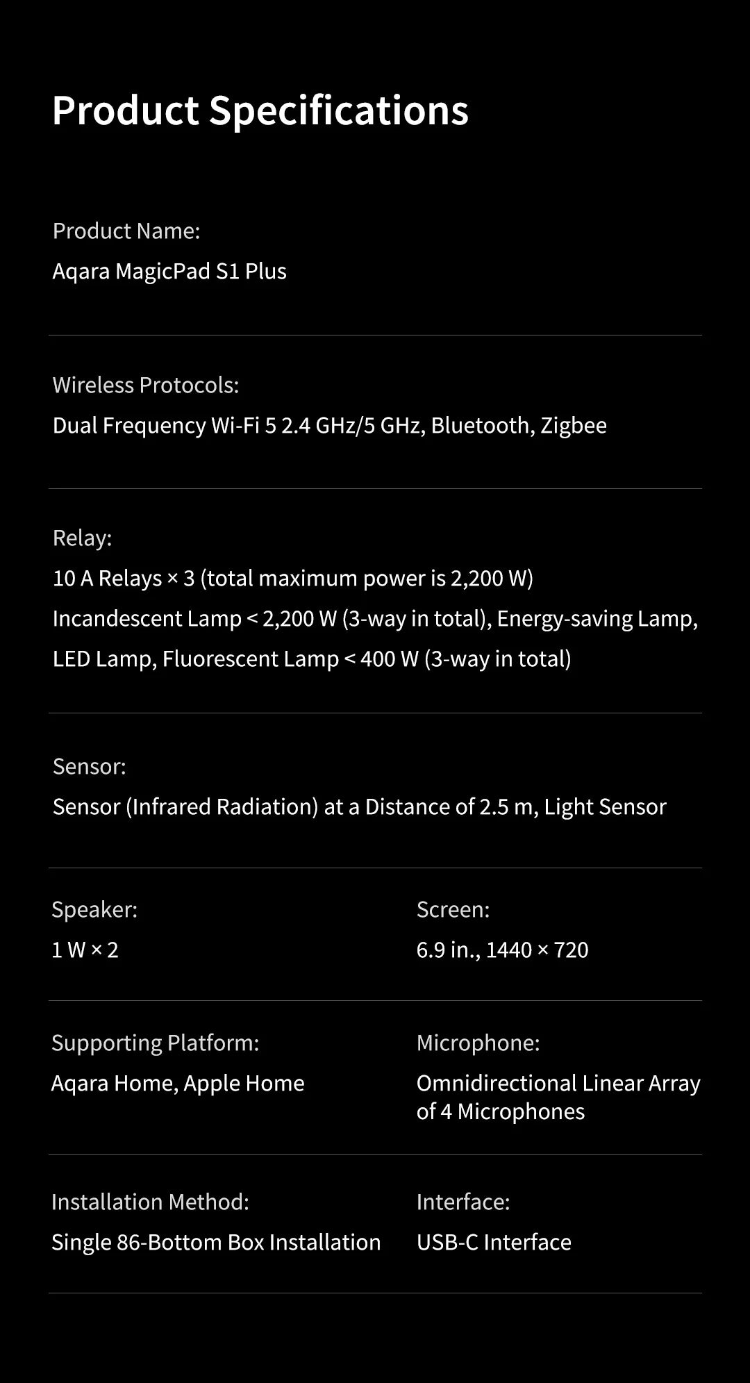 China Edition Aqara MagicPad S1 Plus 6.9inch Full Touch Screen (Mainland China Version)