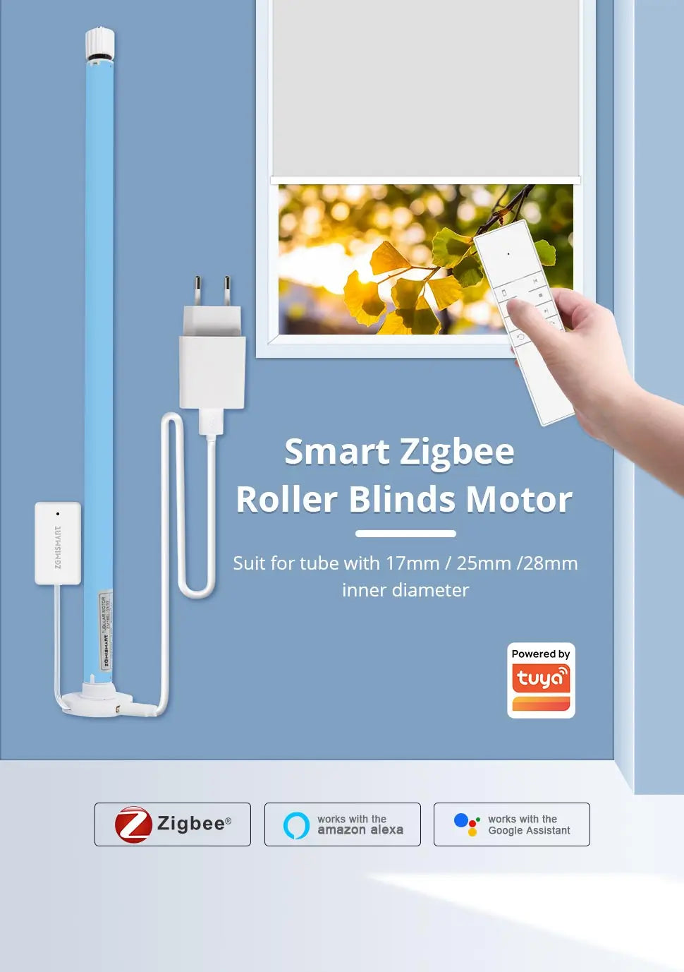Tuya Zemismart Zigbee Roller Shade Blinds Motor for 17 25 28mm Tube