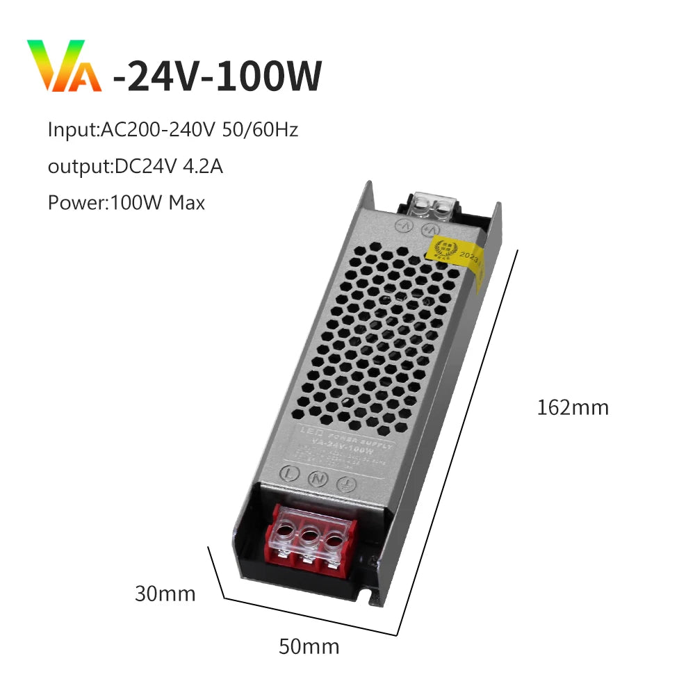 Semi-Filled Glue LED Power Supply Driver AC200-240V to DC 12V 24V Lighting Transformer 60W-400W for LED Strips