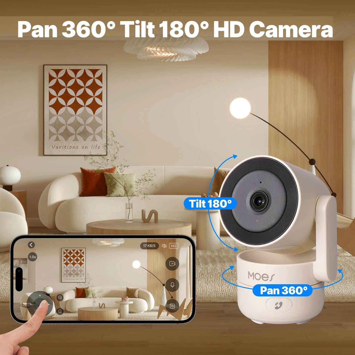 Tuya MOES WiFi Indoor Pan/Tilt Smart Security Camera 4MP HD – Infrared Night Vision – Motion & Sound Detection – Panoramic Patrol – Alexa & Google Compatible