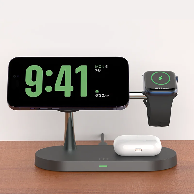3 in 1 Wireless Charger Stand for iPhone 16/15/14/13/12 Apple Watch 7/6/5/4 AirPods 3/2 pro Fast Charging Station with LED Indicator