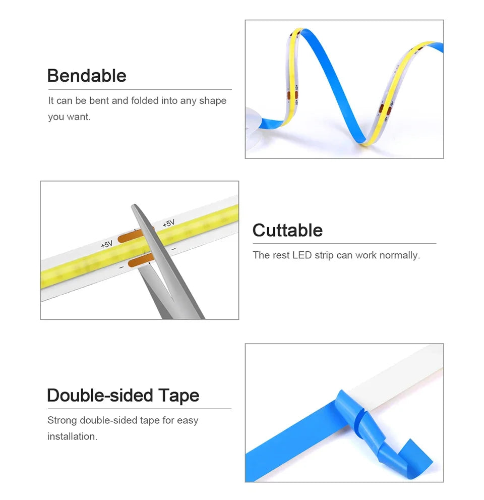 Tuya COB LED Strip Light Warm White Flexible Dimmable Lights 320leds/m