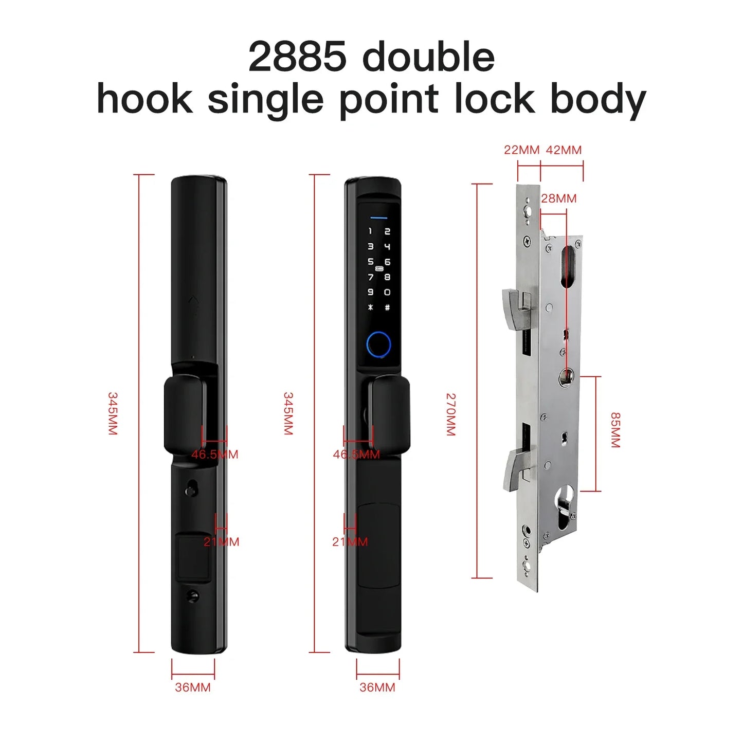 Tuya MOES WiFi Smart Narrow Side Fingerprint Coded Door Lock