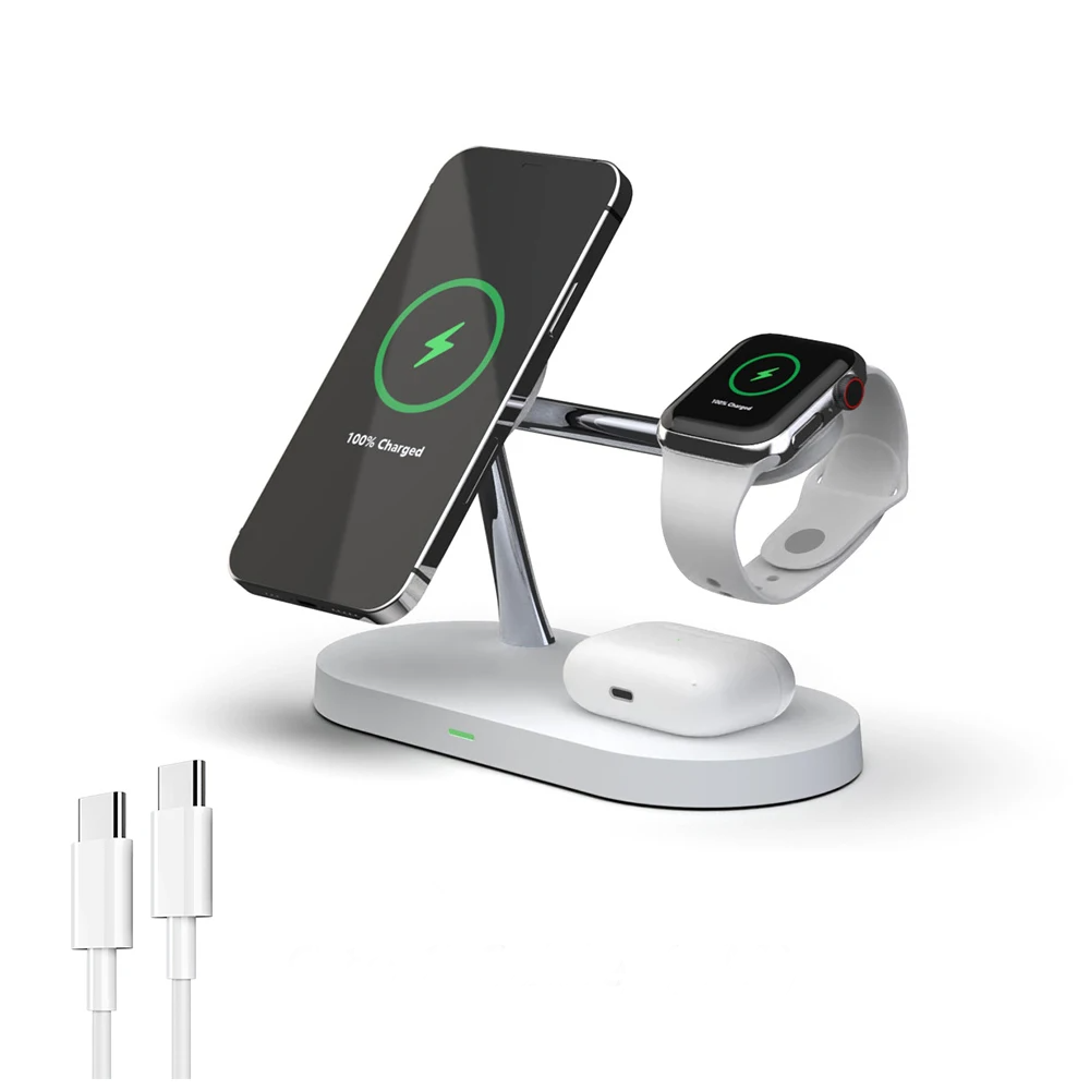3 in 1 Wireless Charger Stand for iPhone 16/15/14/13/12 Apple Watch 7/6/5/4 AirPods 3/2 pro Fast Charging Station with LED Indicator