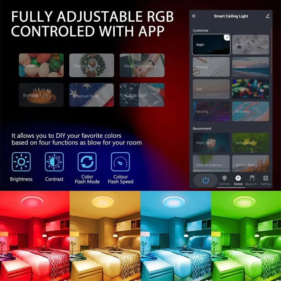 Tuya Smart WiFi Ceiling Light 24W 220V RGB