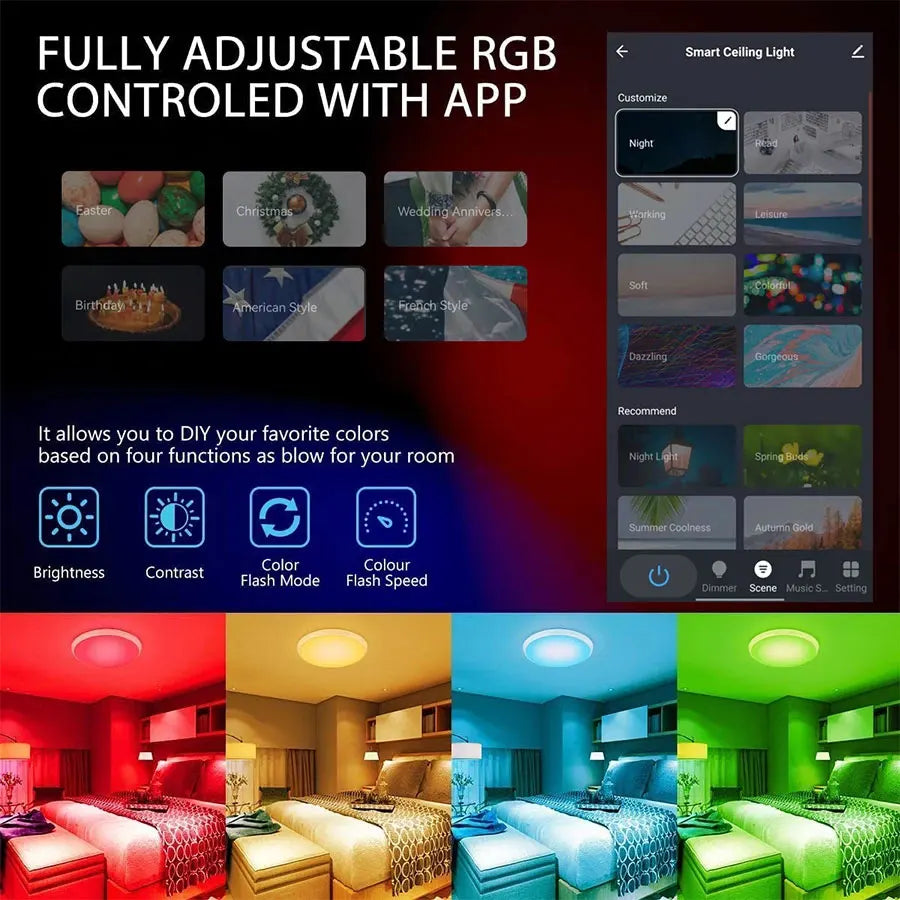Tuya Smart WiFi Ceiling Light 24W 220V RGB