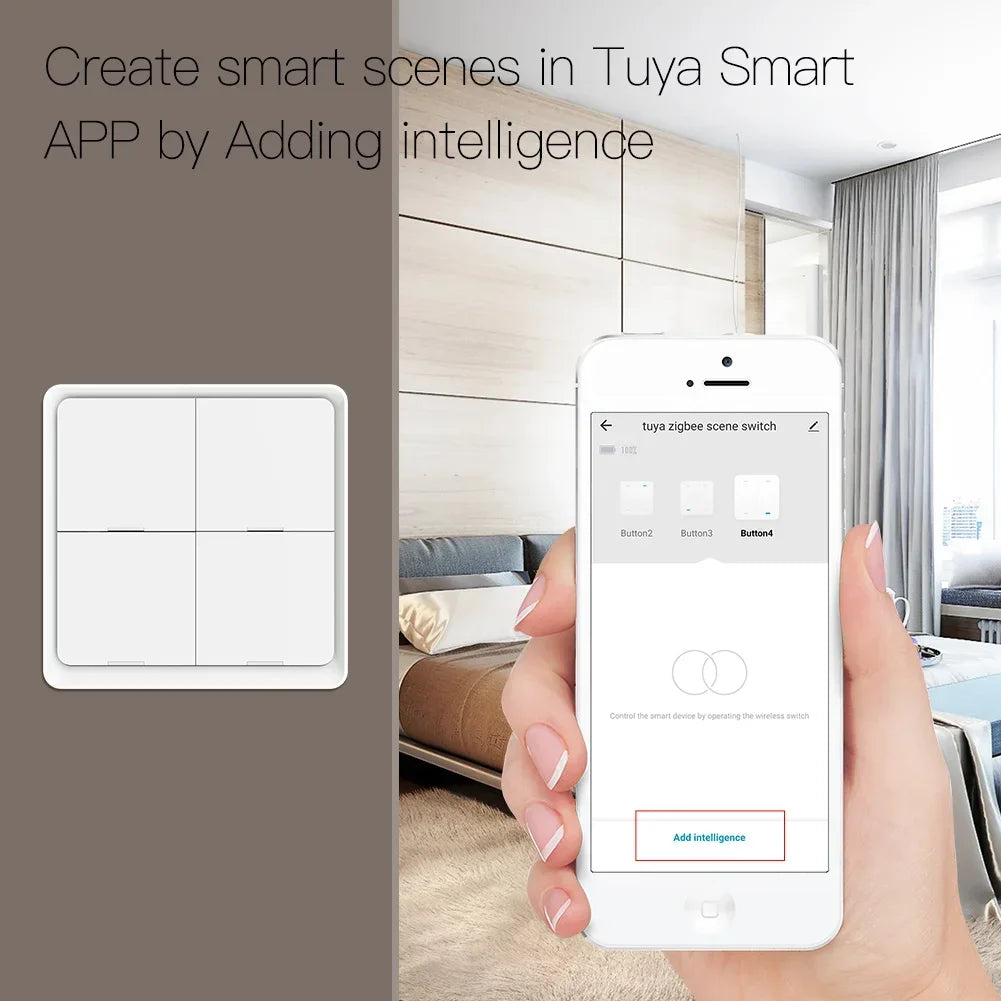 Tuya MOES 4 Gang Tuya ZigBee Wireless Scene Switch