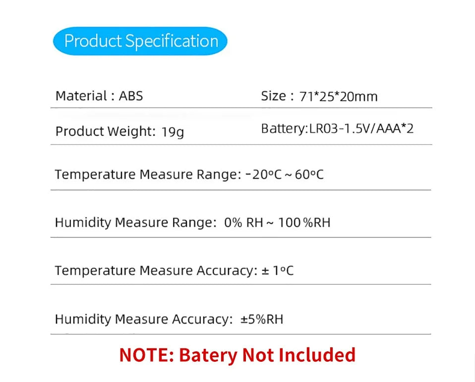 Tuya WiFi Smart Temperature Humidity Sensor