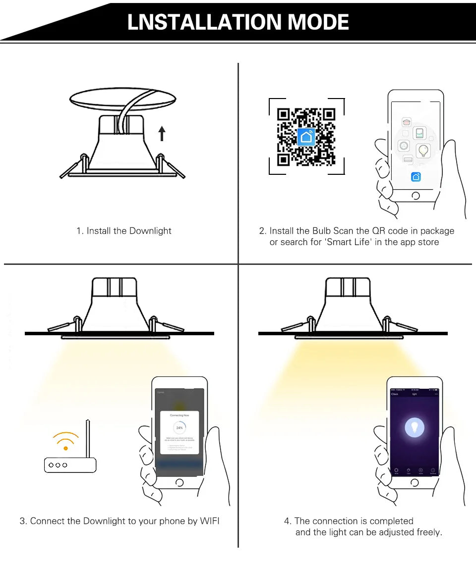 Tuya LXIN Downlight WIFI Smart LED Dimming Spot Light