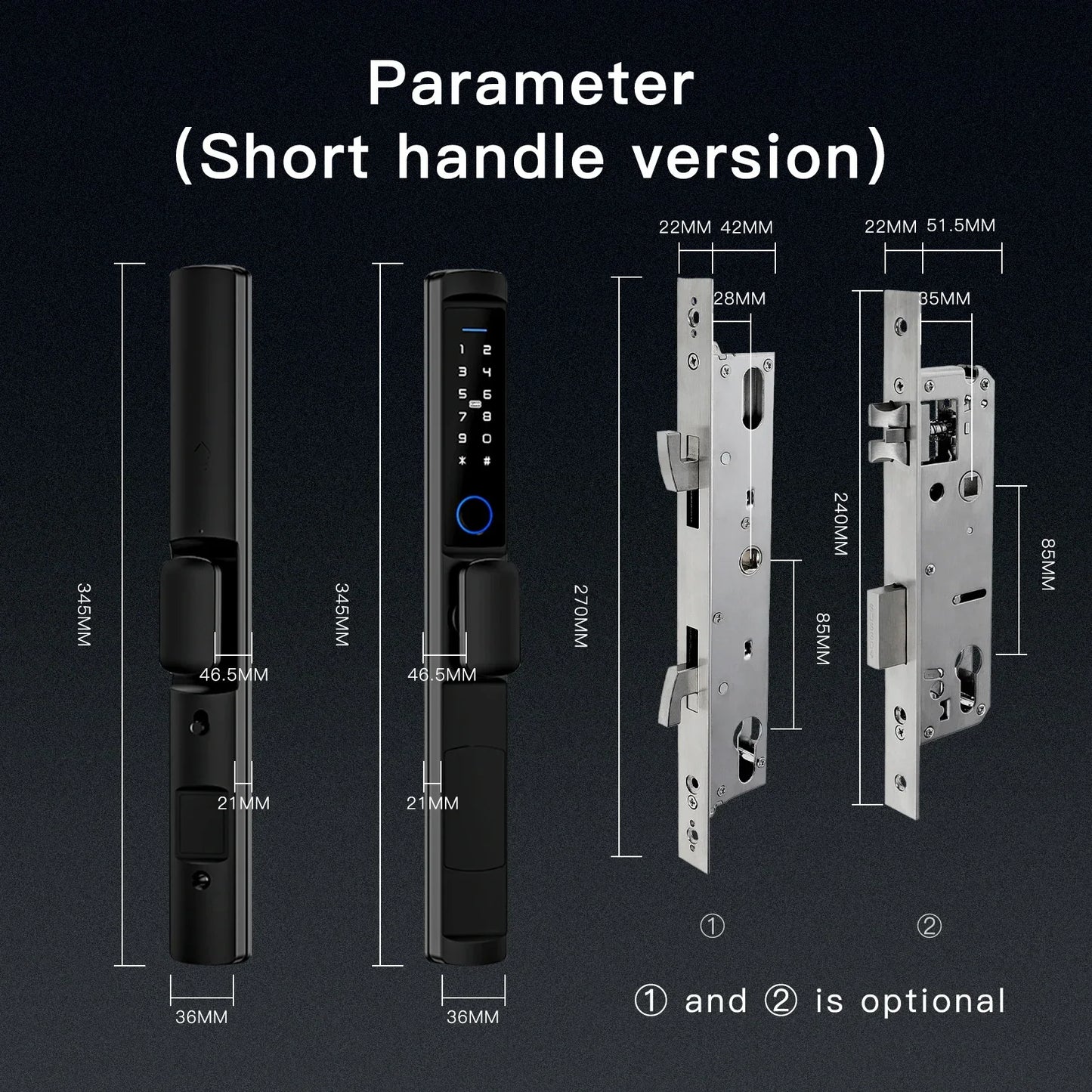 Tuya MOES WiFi Smart Narrow Side Fingerprint Coded Door Lock