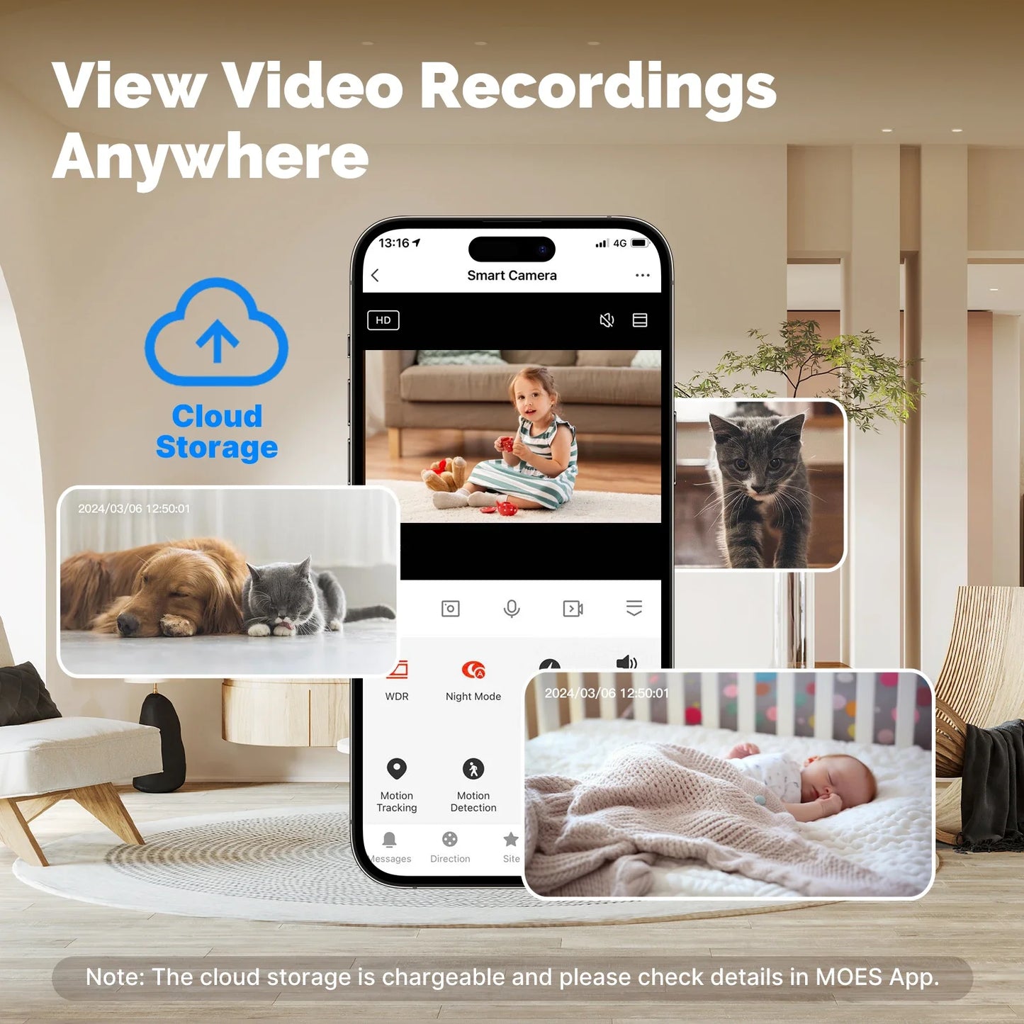 Tuya MOES WiFi Indoor Pan/Tilt Smart Security Camera 4MP HD – Infrared Night Vision – Motion & Sound Detection – Panoramic Patrol – Alexa & Google Compatible