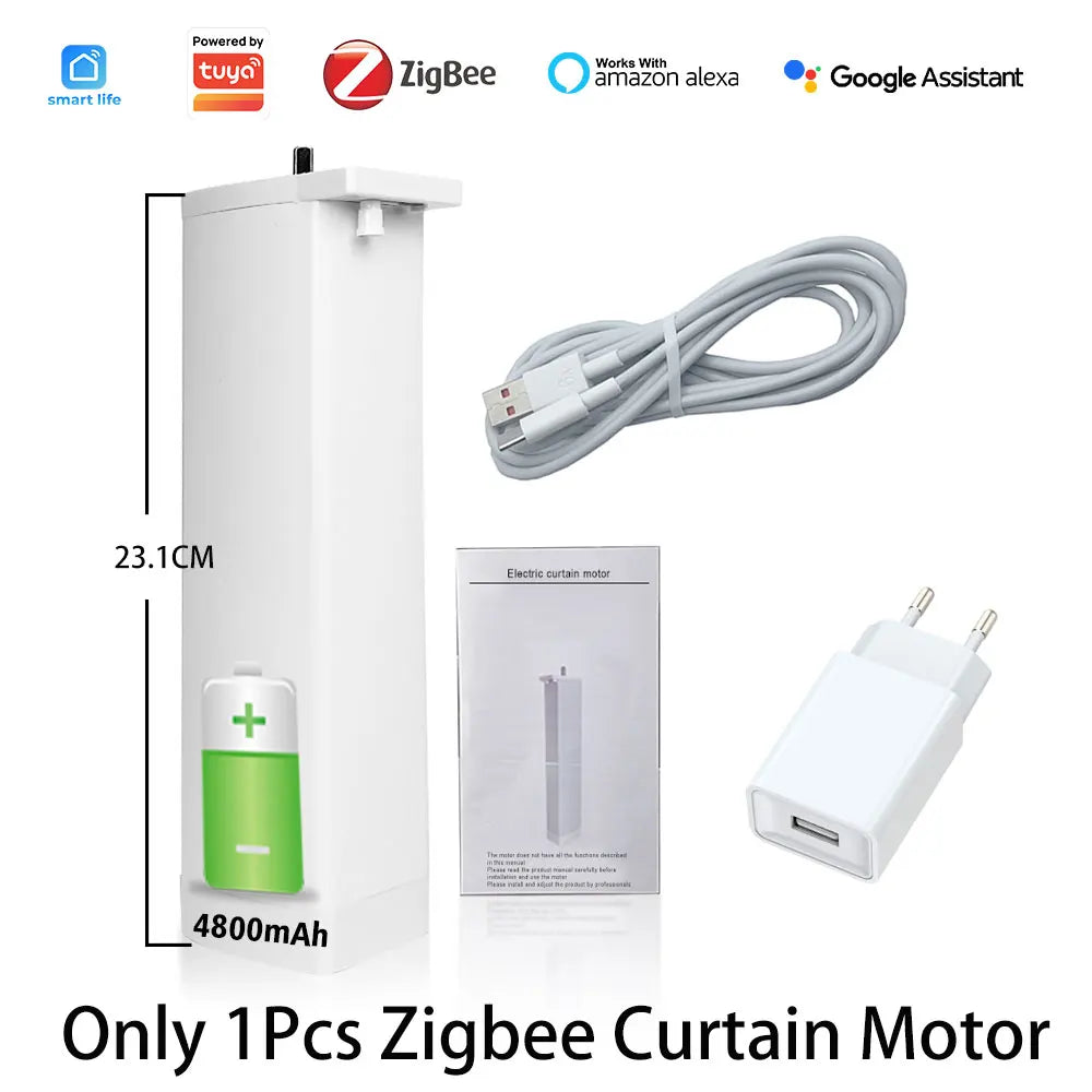 Tuya Battery Electric Curtain Motor Wired Free ZigBee Automatic Motorized Curtain