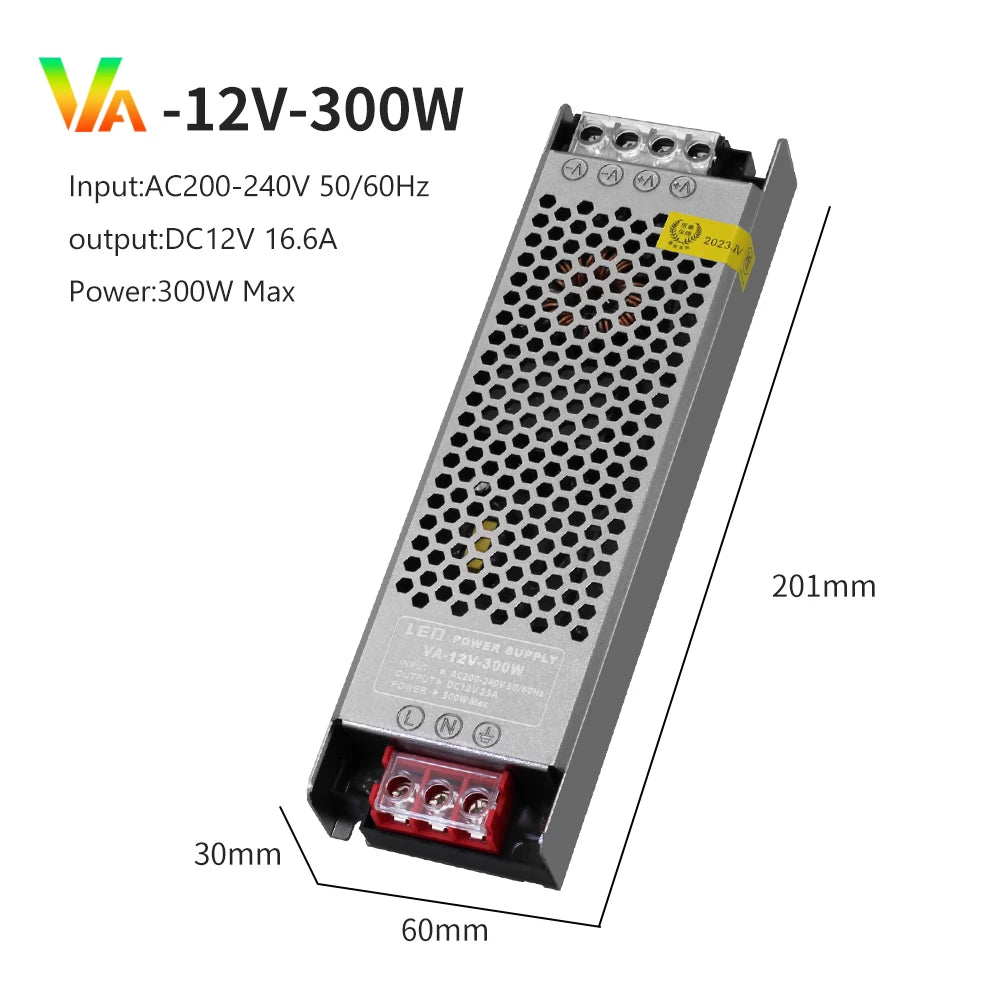 Semi-Filled Glue LED Power Supply Driver AC200-240V to DC 12V 24V Lighting Transformer 60W-400W for LED Strips