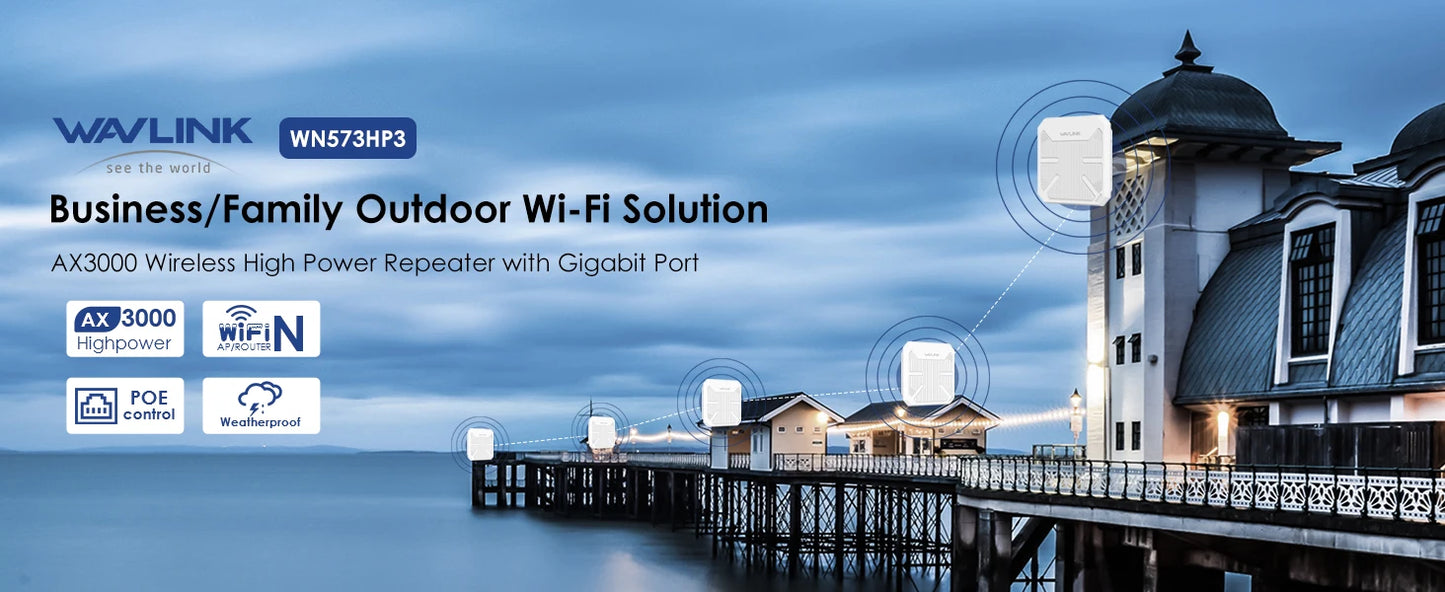 WAVLINK High Power AX3000 WiFi6 Outdoor Router/Repeater/AP 5G Long Range Outdoor WiFi Mesh Extender With PoE IP67 Weatherproof