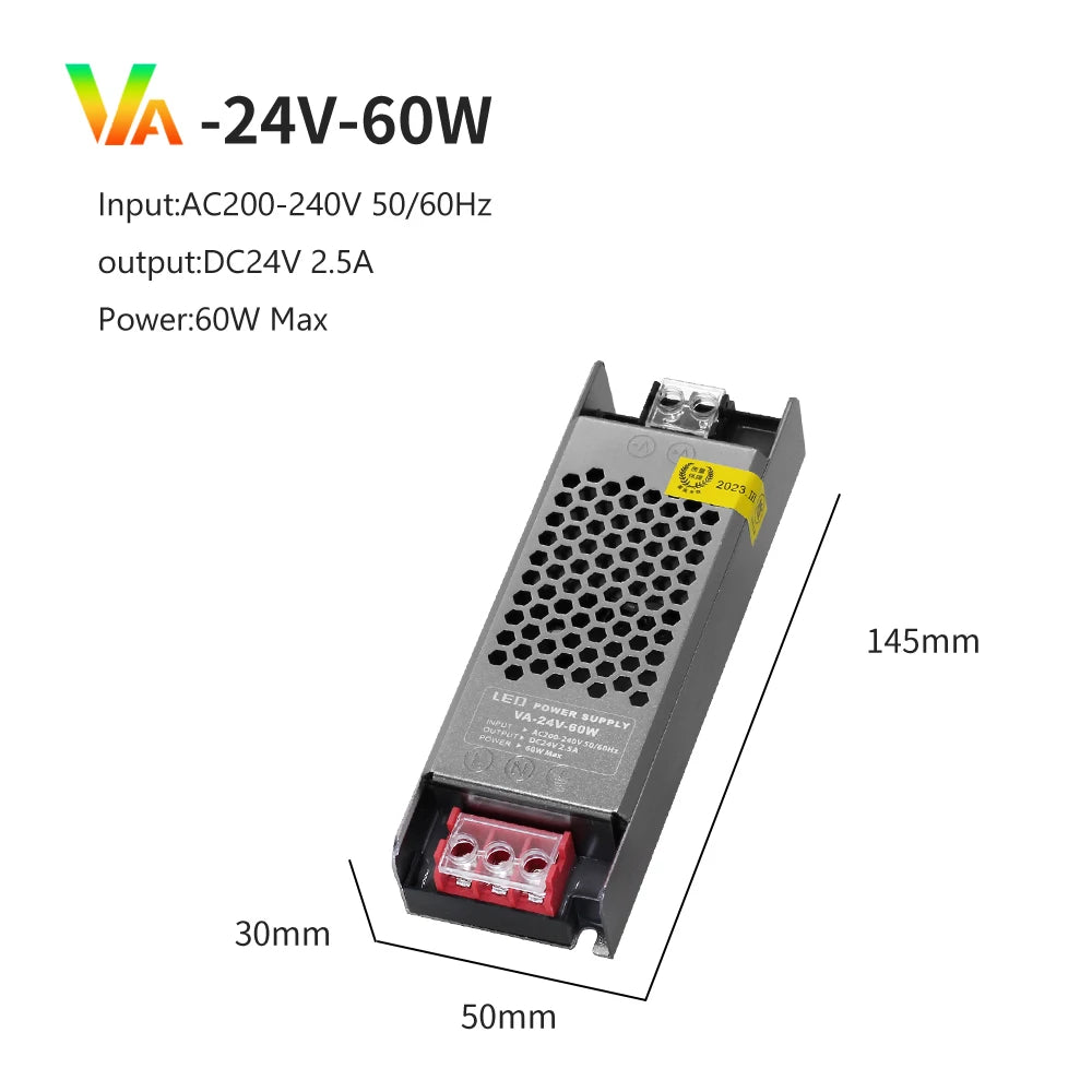 Semi-Filled Glue LED Power Supply Driver AC200-240V to DC 12V 24V Lighting Transformer 60W-400W for LED Strips