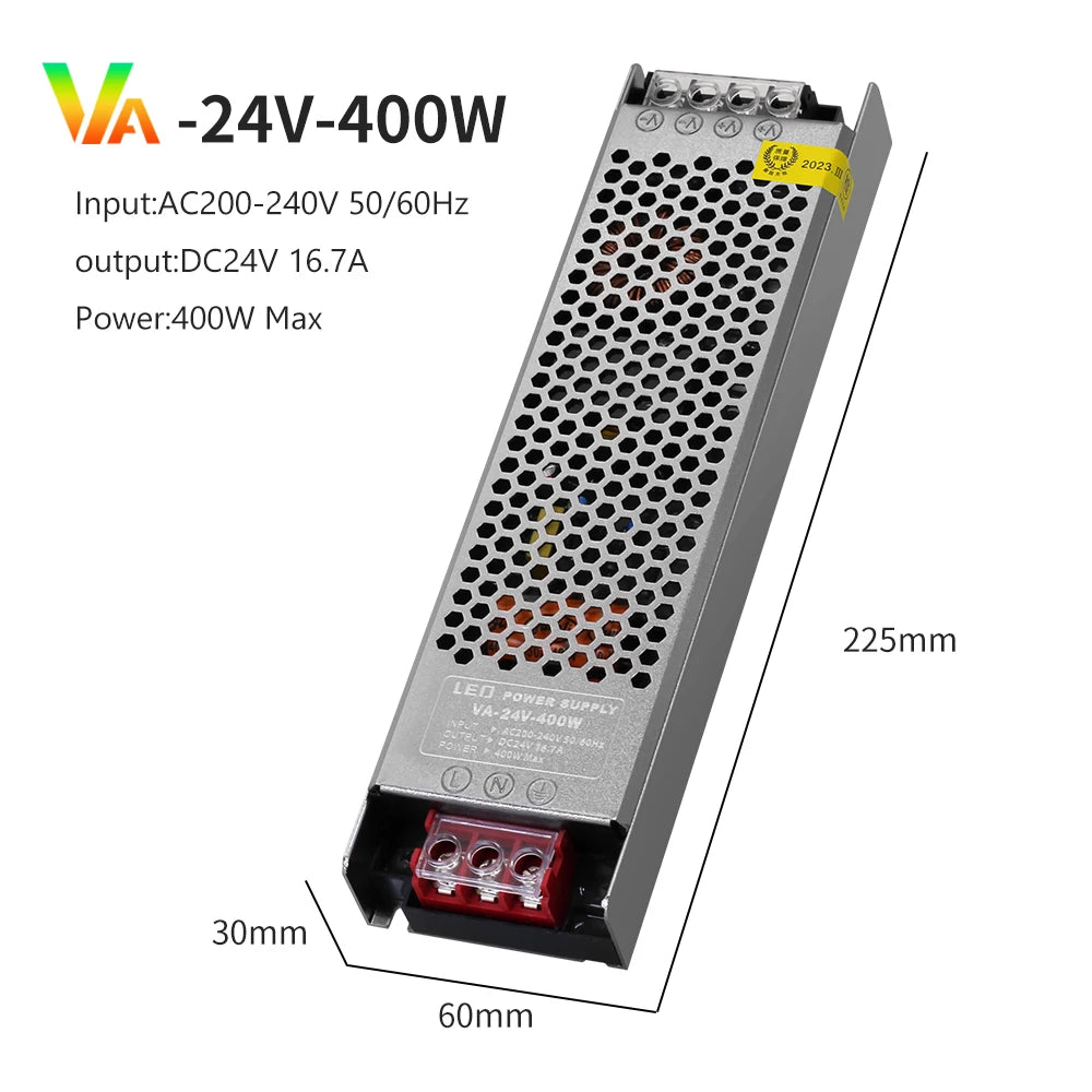 Semi-Filled Glue LED Power Supply Driver AC200-240V to DC 12V 24V Lighting Transformer 60W-400W for LED Strips