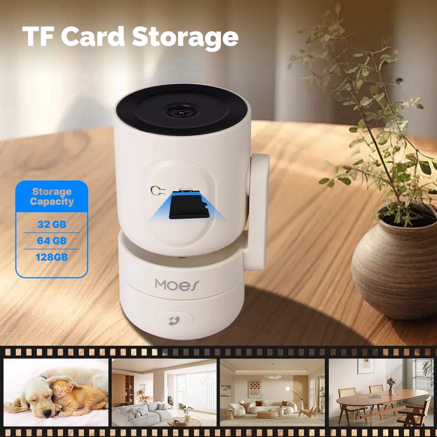 Tuya MOES WiFi Indoor Pan/Tilt Smart Security Camera 4MP HD – Infrared Night Vision – Motion & Sound Detection – Panoramic Patrol – Alexa & Google Compatible
