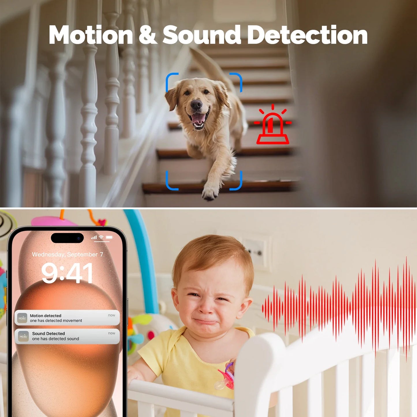 Tuya MOES WiFi Indoor Pan/Tilt Smart Security Camera 4MP HD – Infrared Night Vision – Motion & Sound Detection – Panoramic Patrol – Alexa & Google Compatible