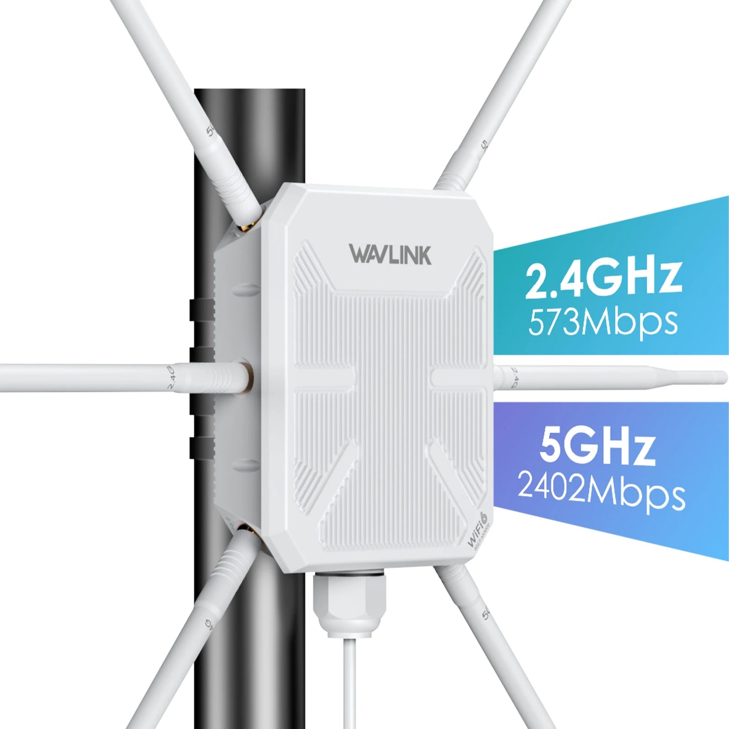 WAVLINK High Power AX3000 WiFi6 Outdoor Router/Repeater/AP 5G Long Range Outdoor WiFi Mesh Extender With PoE IP67 Weatherproof