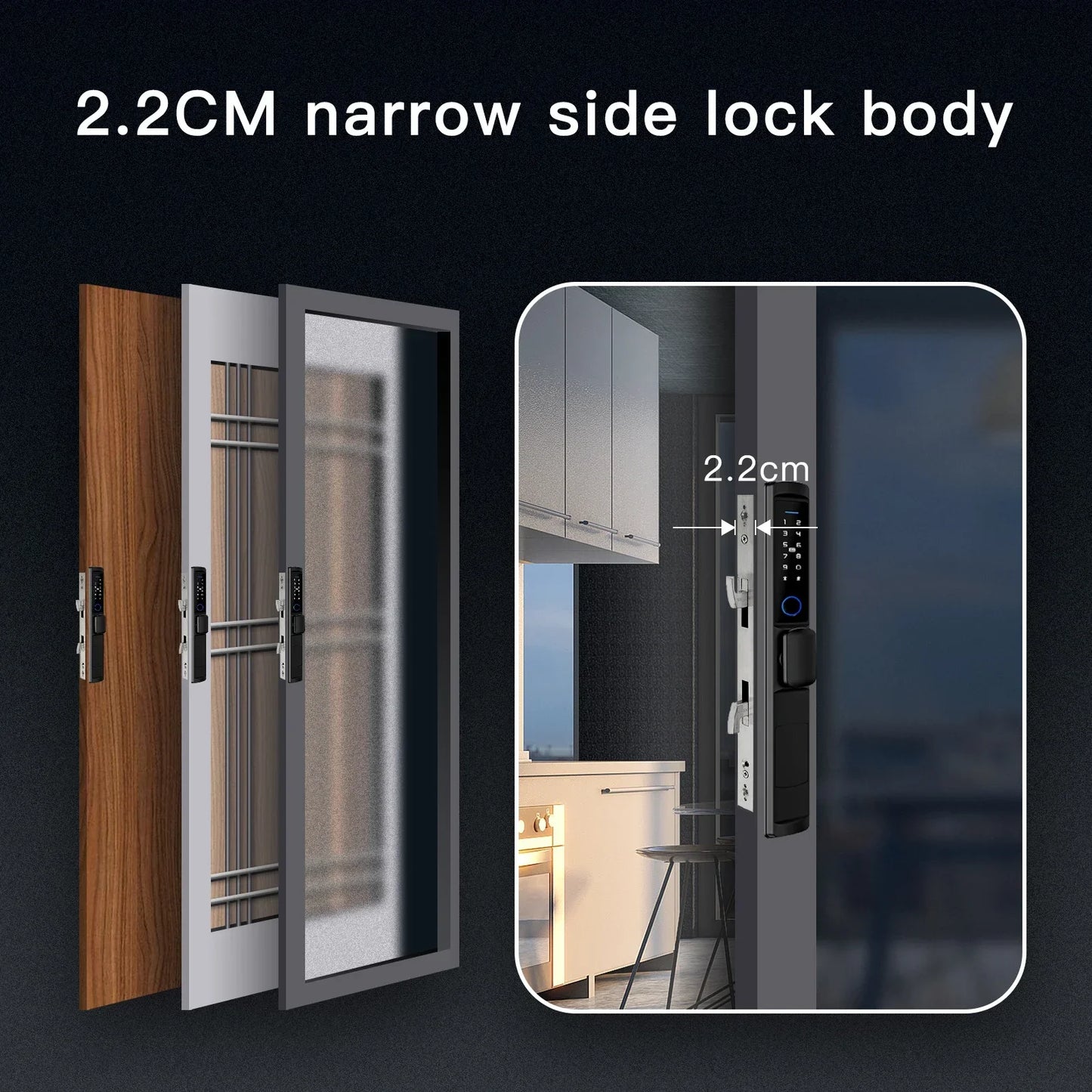 Tuya MOES WiFi Smart Narrow Side Fingerprint Coded Door Lock