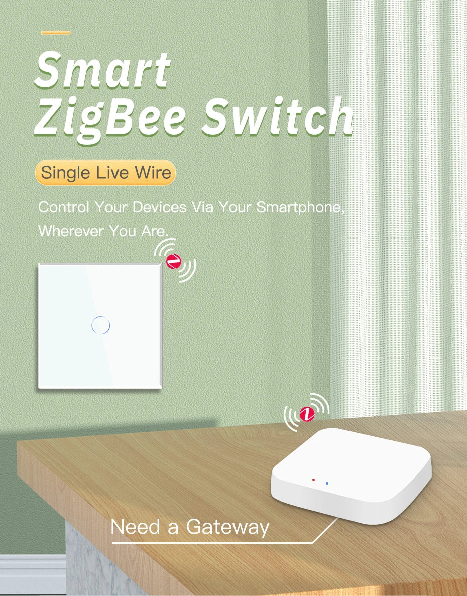 Tuya BSEED Zigbee Switches Smart Touch Light Switche No Neutral Wire Required