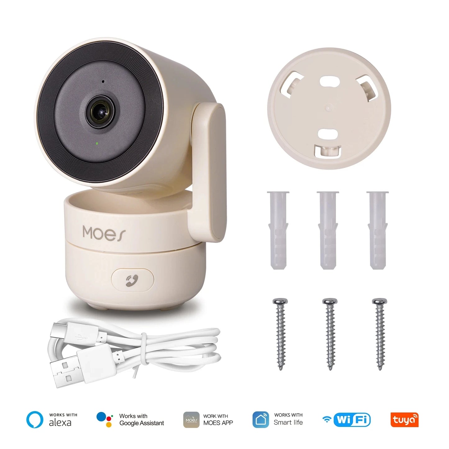 Tuya MOES WiFi Indoor Pan/Tilt Smart Security Camera 4MP HD – Infrared Night Vision – Motion & Sound Detection – Panoramic Patrol – Alexa & Google Compatible