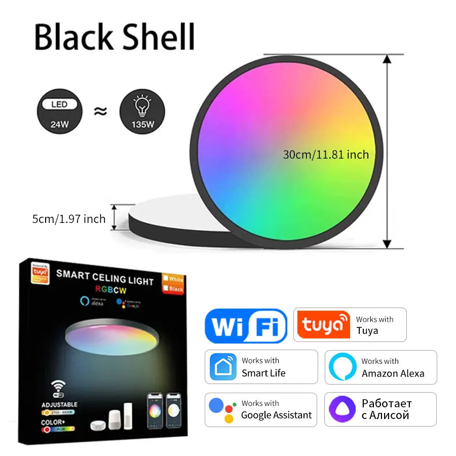 Tuya Smart WiFi Ceiling Light 24W 220V RGB