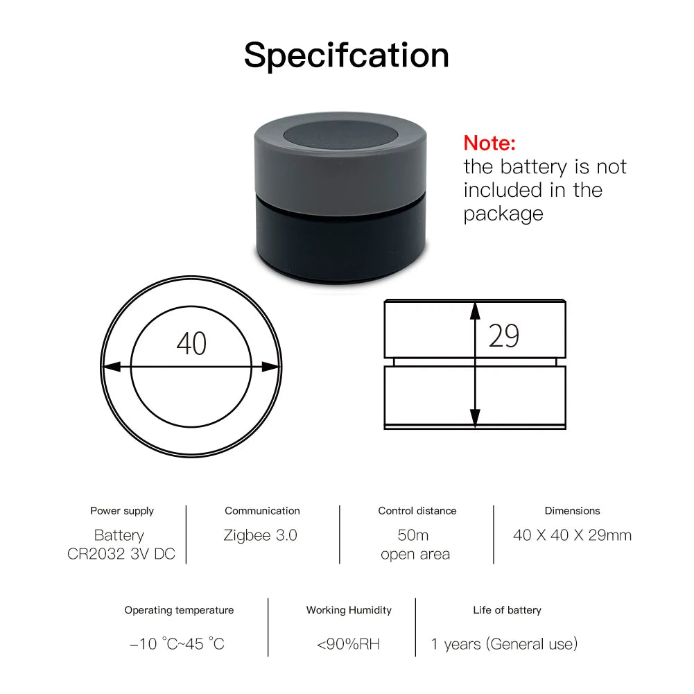 Tuya MOES ZigBee Smart Knob Switch Wireless Scene Switch Button Controller