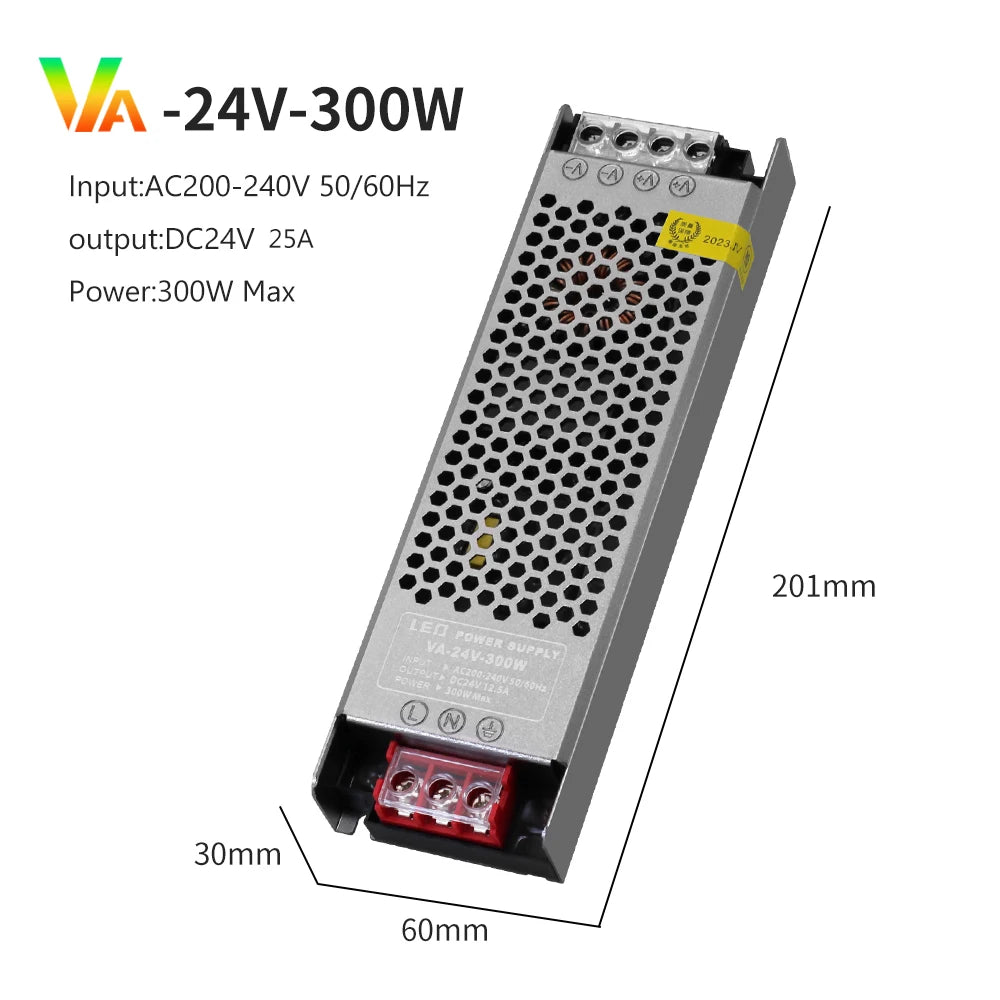 Semi-Filled Glue LED Power Supply Driver AC200-240V to DC 12V 24V Lighting Transformer 60W-400W for LED Strips