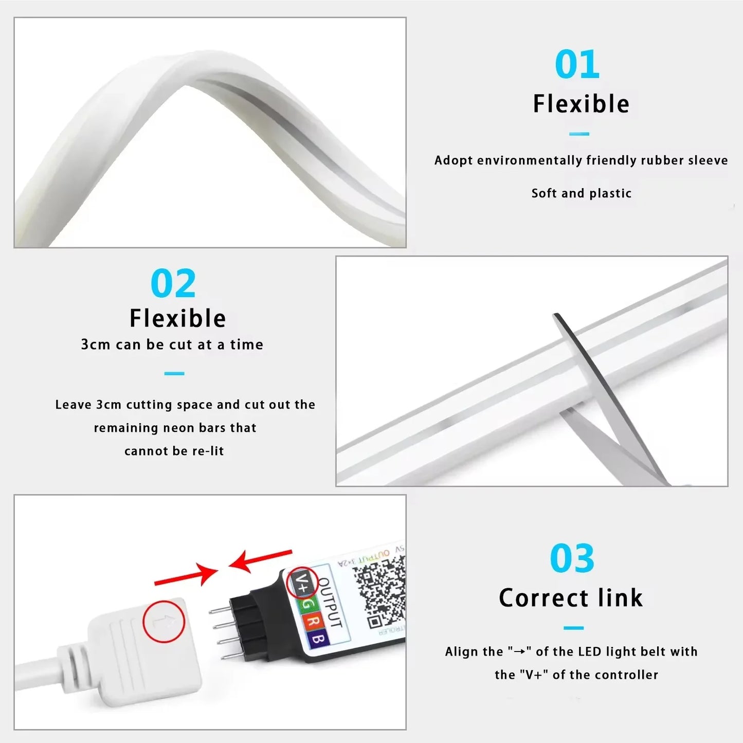 Tuya RGB Neon LED Strip IP65 Waterproof DIY USB Neon Strip