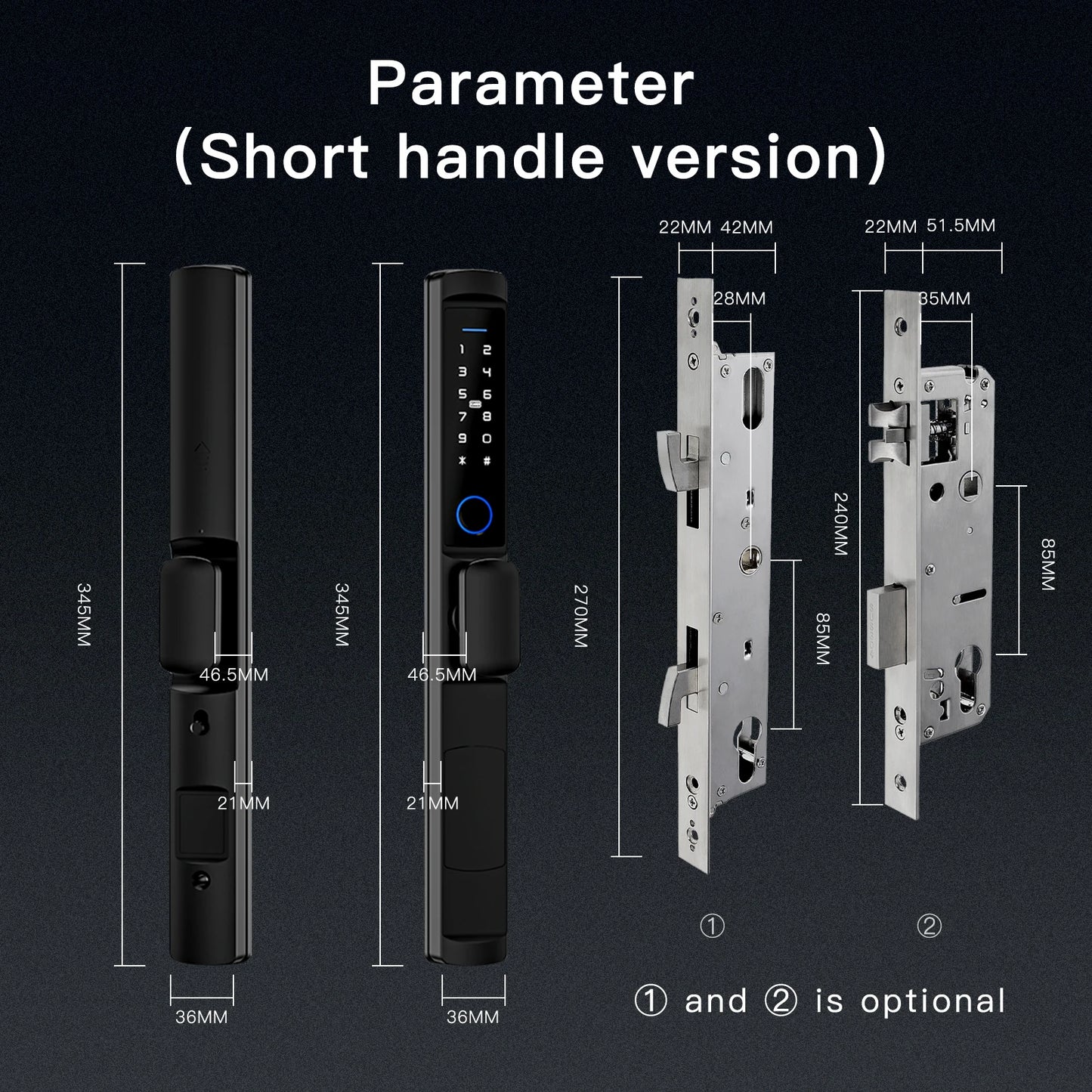 Tuya MOES WiFi Smart Narrow Side Fingerprint Coded Door Lock