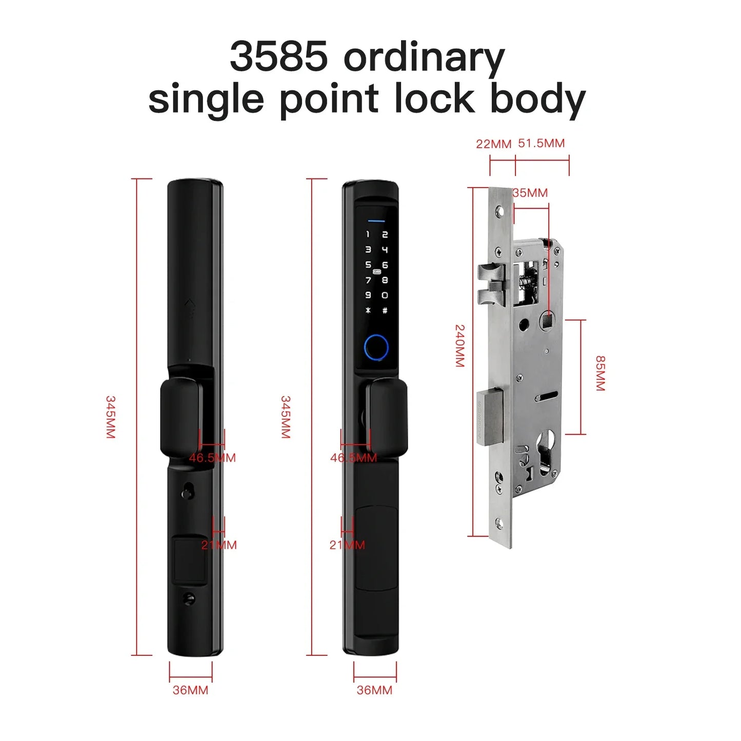 Tuya MOES WiFi Smart Narrow Side Fingerprint Coded Door Lock