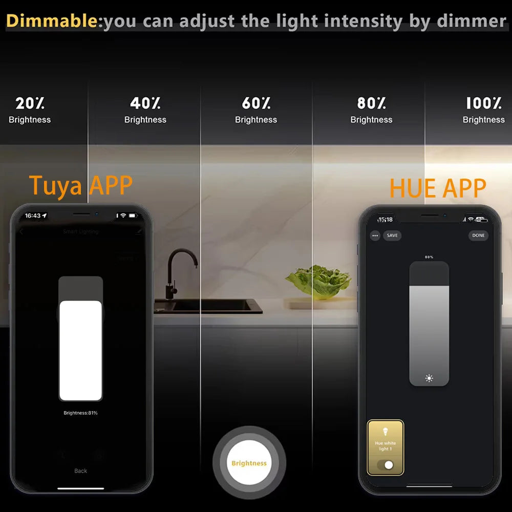 Tuya COB LED Strip Light Warm White Flexible Dimmable Lights 320leds/m