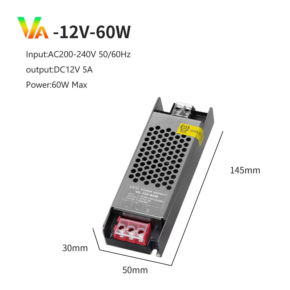 Semi-Filled Glue LED Power Supply Driver AC200-240V to DC 12V 24V Lighting Transformer 60W-400W for LED Strips