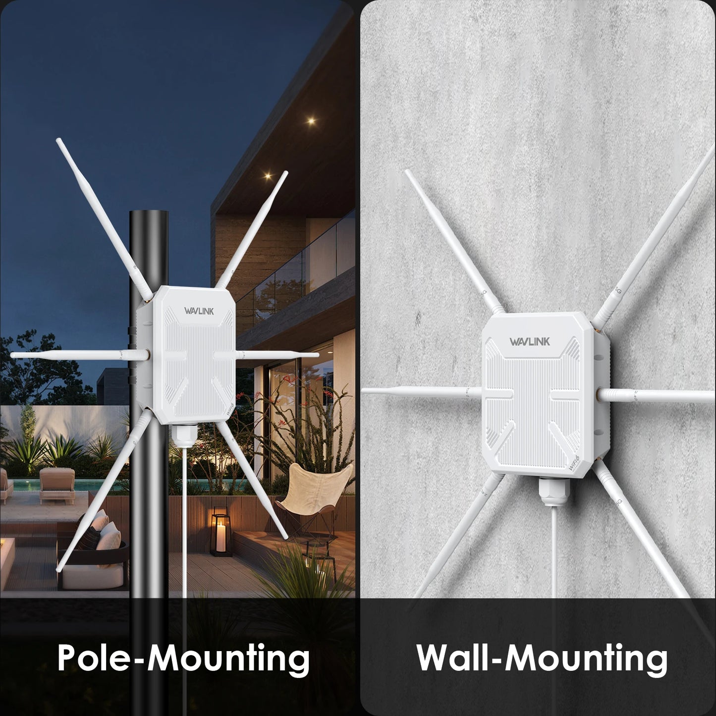 WAVLINK High Power AX3000 WiFi6 Outdoor Router/Repeater/AP 5G Long Range Outdoor WiFi Mesh Extender With PoE IP67 Weatherproof