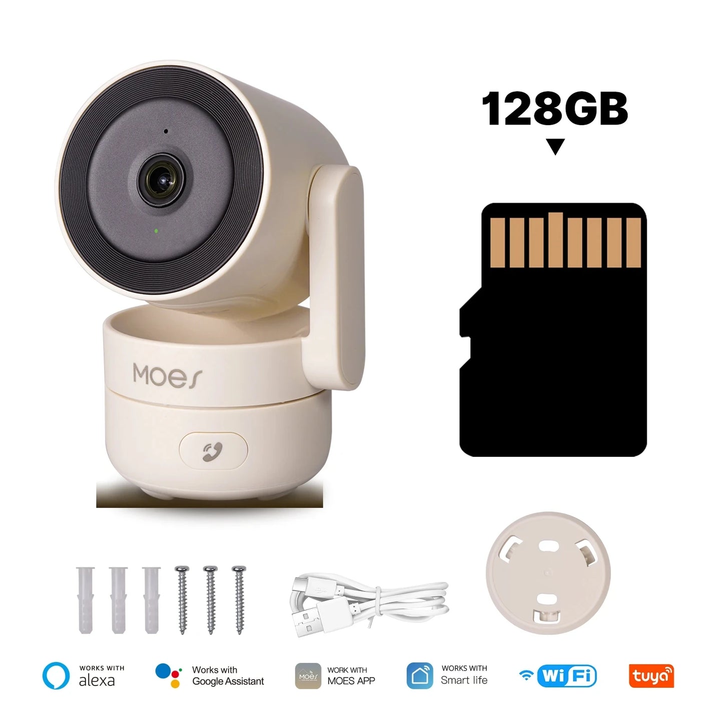 Tuya MOES WiFi Indoor Pan/Tilt Smart Security Camera 4MP HD – Infrared Night Vision – Motion & Sound Detection – Panoramic Patrol – Alexa & Google Compatible