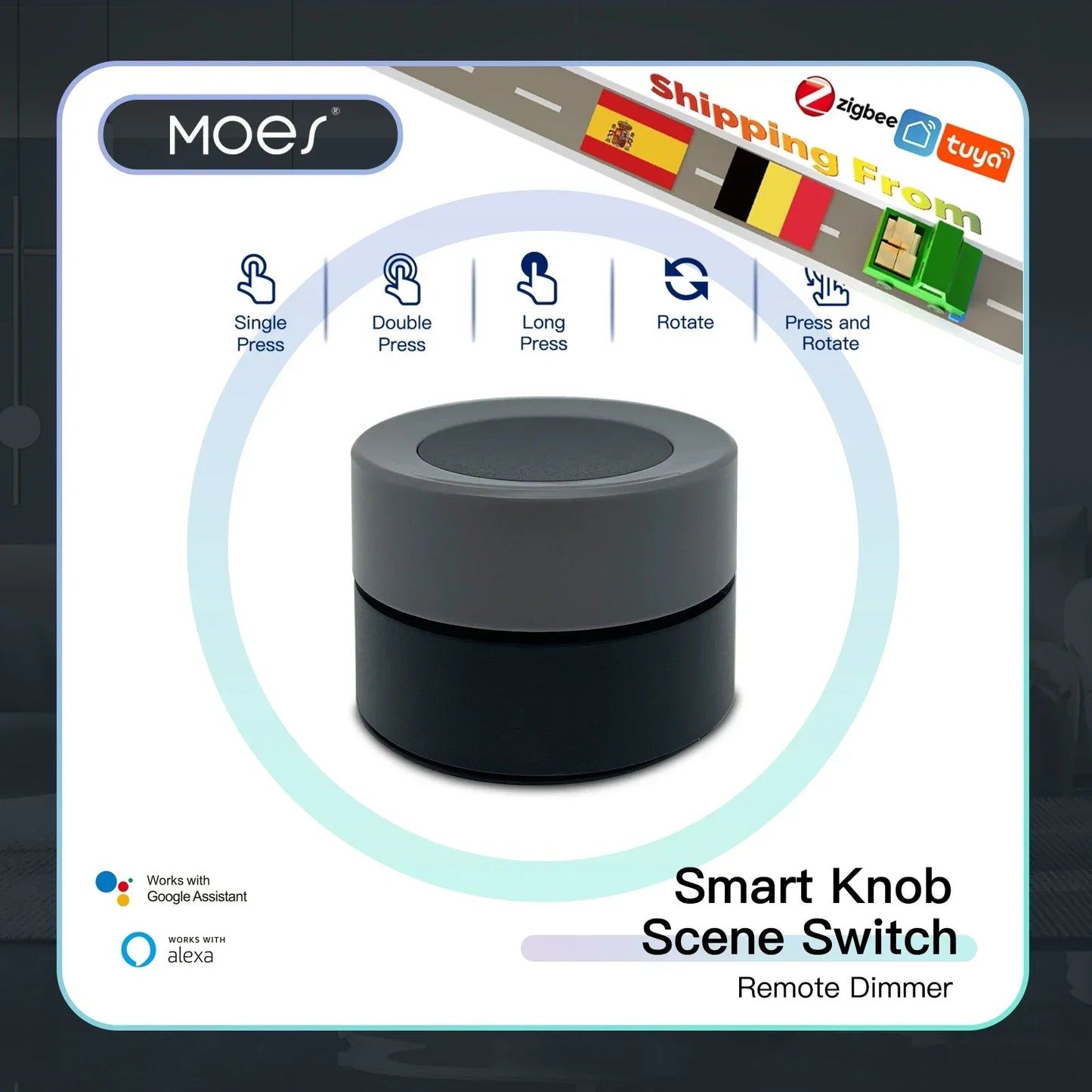 Tuya MOES ZigBee Smart Knob Switch Wireless Scene Switch Button Controller