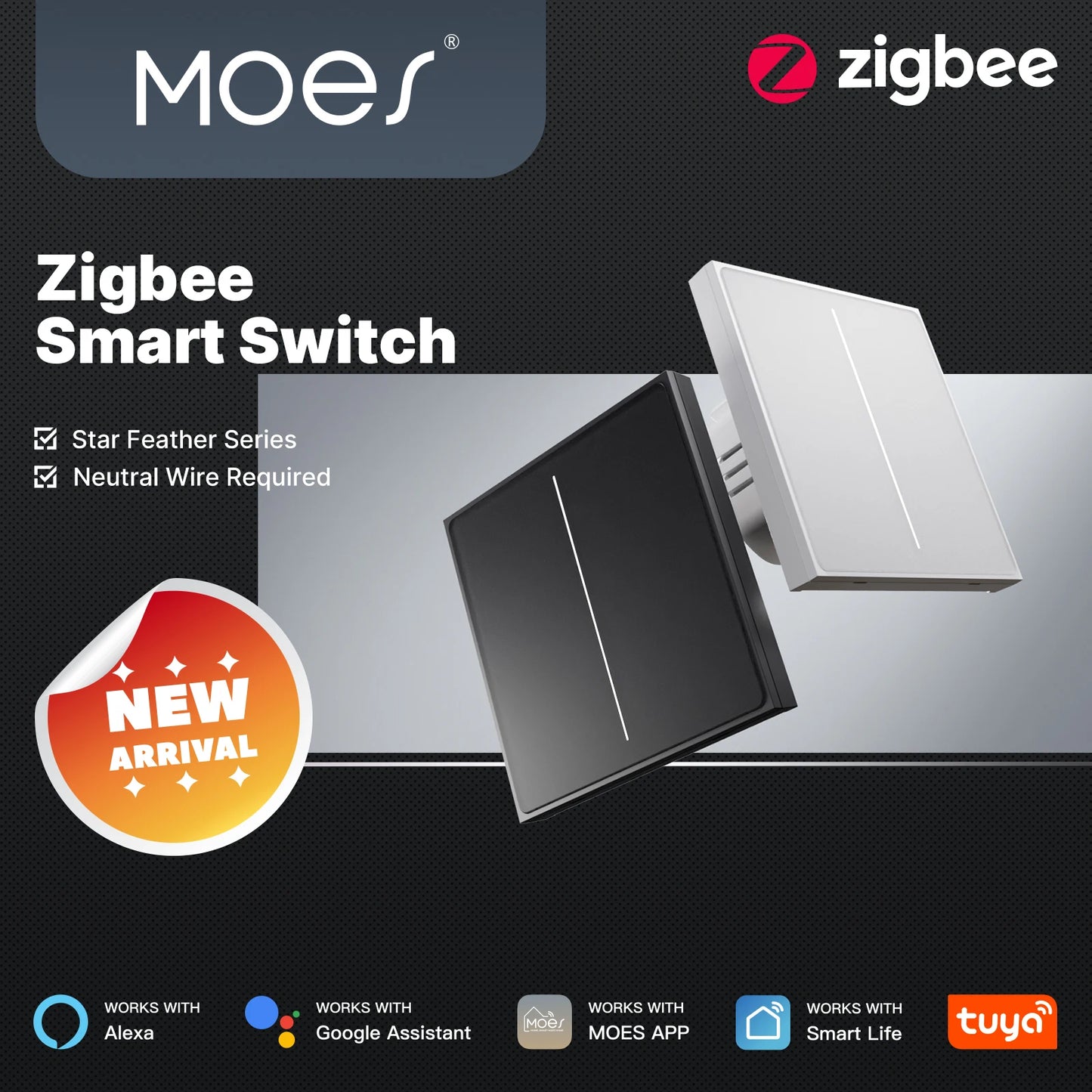 Tuya MOES ZigBee Smart Light Switch 2in1 Neutral Wire Required