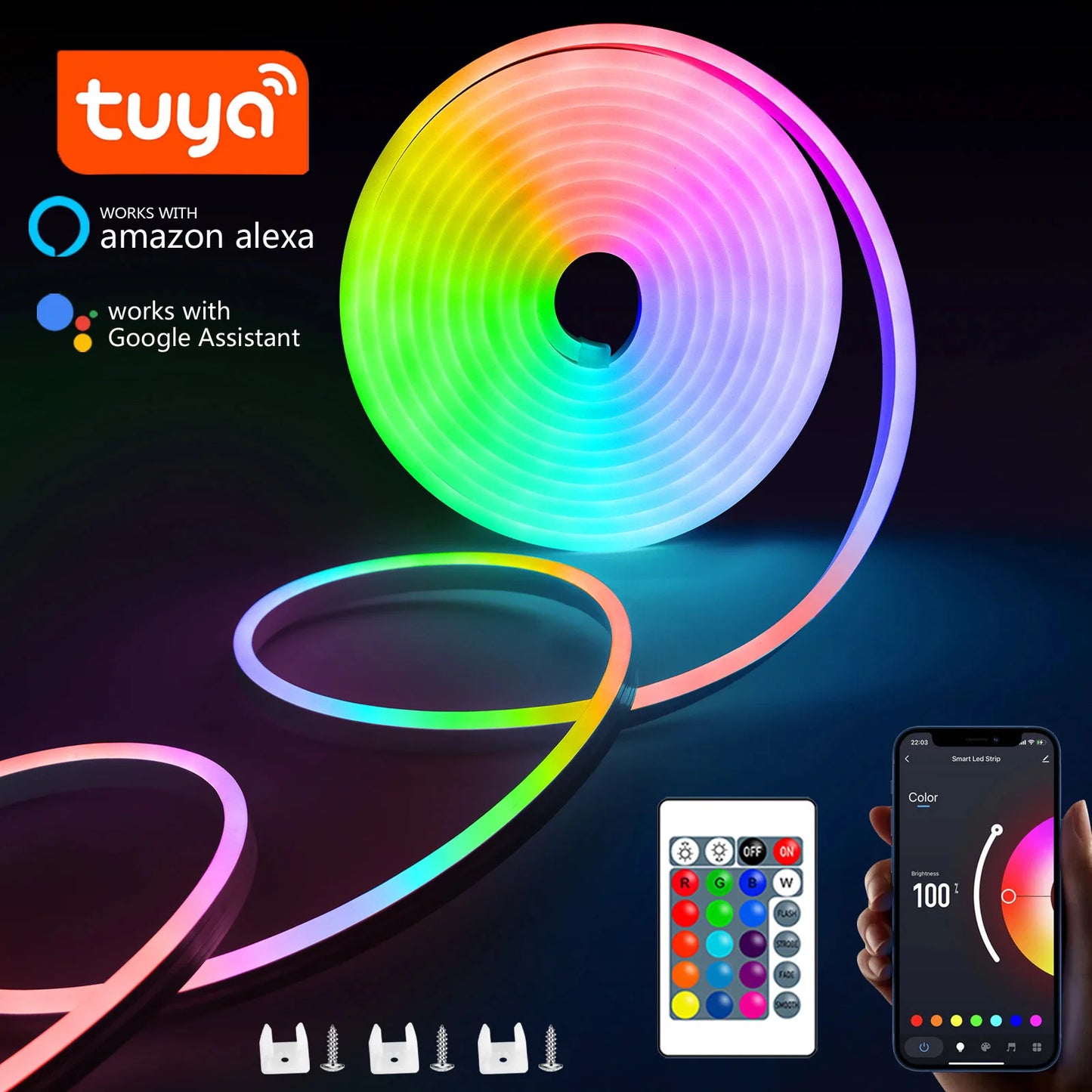 Tuya RGB Neon LED Strip IP65 Waterproof DIY USB Neon Strip