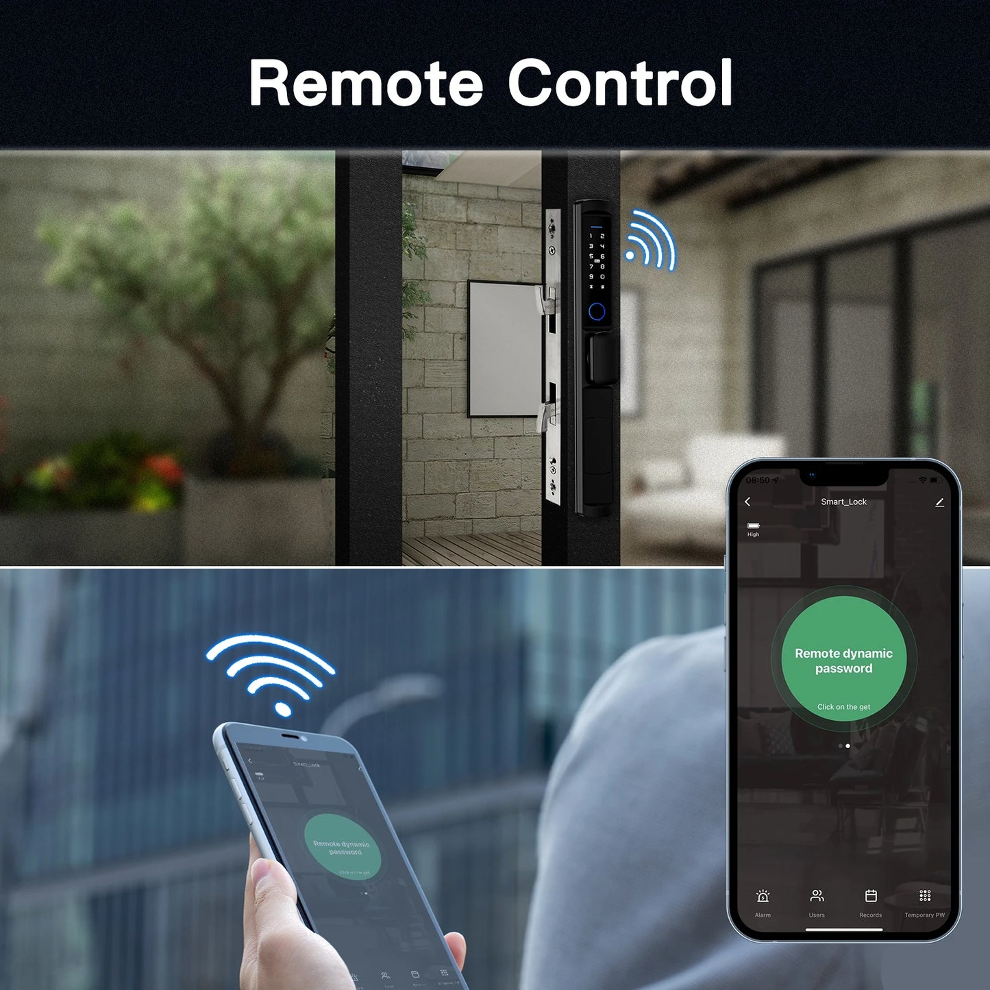 Tuya MOES WiFi Smart Narrow Side Fingerprint Coded Door Lock