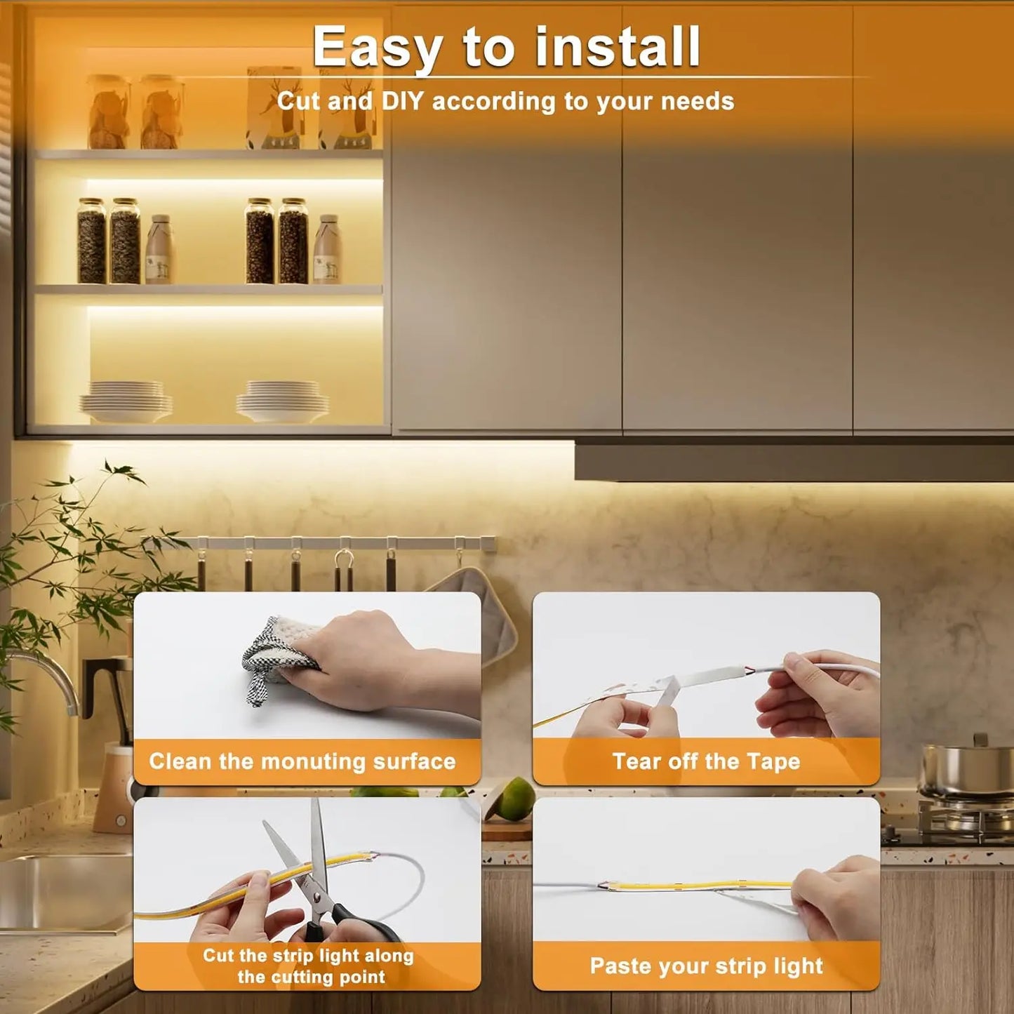 Tuya COB LED Strip Light Warm White Flexible Dimmable Lights 320leds/m
