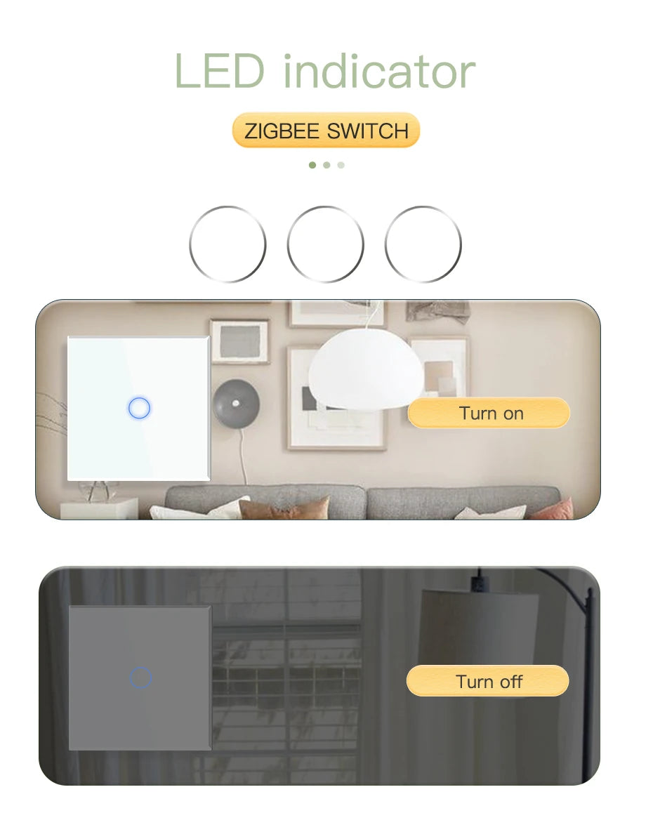 Tuya BSEED Zigbee Switches Smart Touch Light Switche No Neutral Wire Required