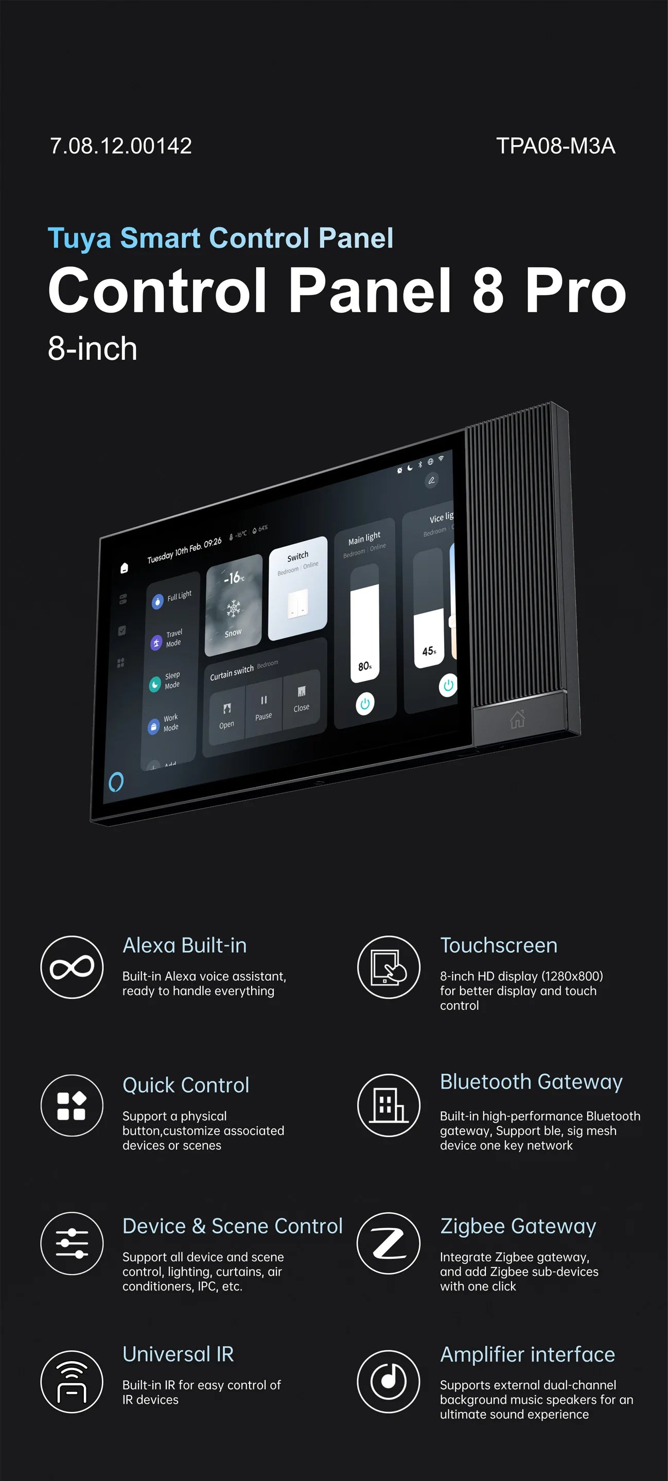 Tuya  8 Inch Smart Home Central Control Panel 8 Pro Android 11