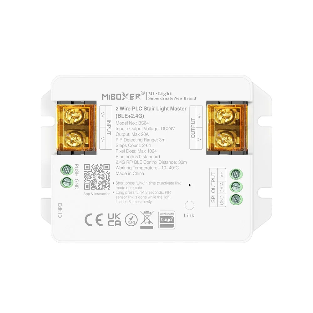 Tuya Miboxer BS64 2 Wire PLC Stair Light Master 2.4G Bluetooth Controller