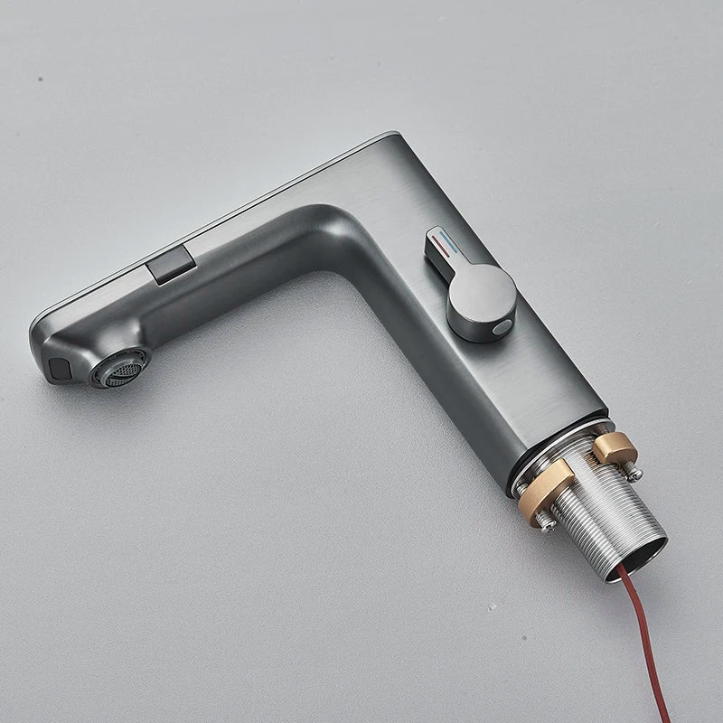 Luxury Smart LCD Dual Sensor Faucet  Cold Hot Water Mixer Bathroom Sink Tub Tap