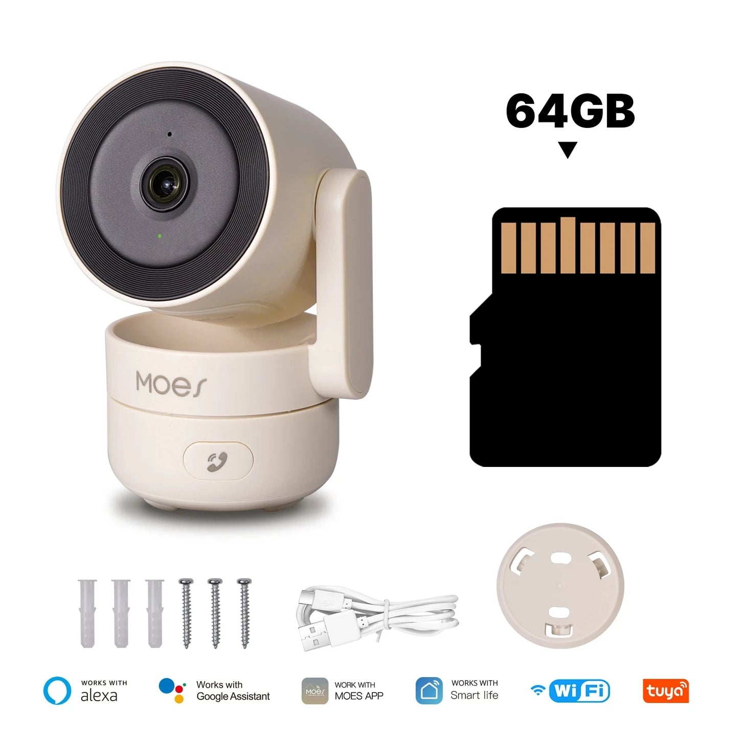 Tuya MOES WiFi Indoor Pan/Tilt Smart Security Camera 4MP HD – Infrared Night Vision – Motion & Sound Detection – Panoramic Patrol – Alexa & Google Compatible